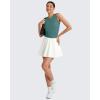 imageG4Free Skimetic Workout Tank Tops for Women Side Ruched Sleeveless High Neck Crop Top Summer Athletic Gym ShirtsMyrtle Green