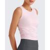 imageG4Free Skimetic Workout Tank Tops for Women Side Ruched Sleeveless High Neck Crop Top Summer Athletic Gym ShirtsPink