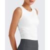 imageG4Free Skimetic Workout Tank Tops for Women Side Ruched Sleeveless High Neck Crop Top Summer Athletic Gym ShirtsWhite