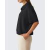 imageG4Free Smoofit Modal Soft Polo Shirts for Women Zip Up Short Sleeve Tops Loose Fit for Casual Business WorkBlack
