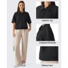 imageG4Free Smoofit Modal Soft Polo Shirts for Women Zip Up Short Sleeve Tops Loose Fit for Casual Business WorkBlack