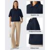 imageG4Free Smoofit Modal Soft Polo Shirts for Women Zip Up Short Sleeve Tops Loose Fit for Casual Business WorkDark Navy