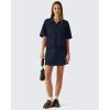 imageG4Free Smoofit Modal Soft Polo Shirts for Women Zip Up Short Sleeve Tops Loose Fit for Casual Business WorkDark Navy
