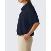 imageG4Free Smoofit Modal Soft Polo Shirts for Women Zip Up Short Sleeve Tops Loose Fit for Casual Business WorkDark Navy