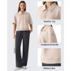 imageG4Free Smoofit Modal Soft Polo Shirts for Women Zip Up Short Sleeve Tops Loose Fit for Casual Business WorkLight Khaki