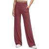 imageG4Free BareFeel High Stretch Wide Leg Pants for Women Soft Comfy Casual Yoga Pants with Pockets PetiteRegularTallWine