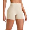 imageG4Free Barefeel Biker Shorts Women Tummy Control High Waisted No Front Seam Workout Gym Shorts with Pockets 4 6 8Light Khaki
