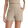 imageG4Free Comfy Ribbed Womens Shorts Dressy Casual High Waisted Athletic Lounge Trouser Shorts with Side PocketsDirty Latte