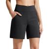 imageG4Free EverGoing Athletic Shorts for Women 6 Cross Waist Summer Casual Shorts with PocketsBlack
