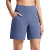imageG4Free EverGoing Athletic Shorts for Women 6 Cross Waist Summer Casual Shorts with PocketsDenim Blue