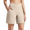 imageG4Free EverGoing Athletic Shorts for Women 6 Cross Waist Summer Casual Shorts with PocketsLight Khaki