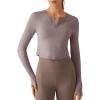 imageG4Free Lightbreeze Women UPF 50 Sun Shirts Thumbholes Long Sleeve Crop Workout Tops V Neck TShirts CasualGray Lilac
