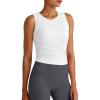 imageG4Free Skimetic Workout Tank Tops for Women Side Ruched Sleeveless High Neck Crop Top Summer Athletic Gym ShirtsWhite