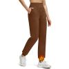 imageG4Free Womens Fleece Lined Workout Joggers with Pockets High Waisted Sweatpants Running Casual Outdoor Winter PantsDark Coffee