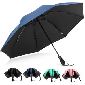 imageG4Free 46 Inch Windproof Umbrella for Rain Strong 8 Ribs Compact Reverse Folding Travel Umbrella Automatic Open Close Fits Car amp BackpackBlue