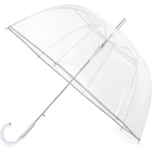 imageG4Free 52 inch Clear Bubble Umbrella Large Canopy Transparent Dome Coverage Stick Umbrella J Hook Handle European Style for WeddingsPromGraduation and Outdoor EventsClearReflective Trim