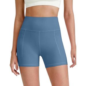 imageG4Free BareFeel Biker Shorts for Women with Pockets High Waisted Workout Athletic Gym Legging Shorts 46Haze Blue