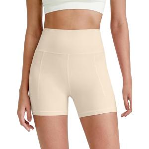 imageG4Free BareFeel Biker Shorts for Women with Pockets High Waisted Workout Athletic Gym Legging Shorts 46Light Khaki