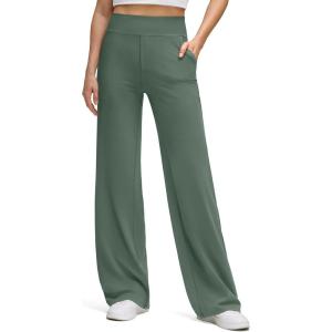 imageG4Free BareFeel High Stretch Wide Leg Pants for Women Soft Comfy Casual Yoga Pants with Pockets PetiteRegularTallGray Sage