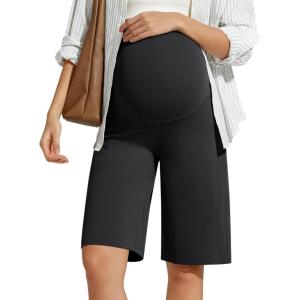 imageG4Free BareFeel Maternity Bermuda Shorts Over The Belly Loose Wide Leg Pregnancy Workout Shorts Casual WorkBlack