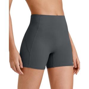 imageG4Free Barefeel Biker Shorts Women Tummy Control High Waisted No Front Seam Workout Gym Shorts with Pockets 4 6 8Dark Gray