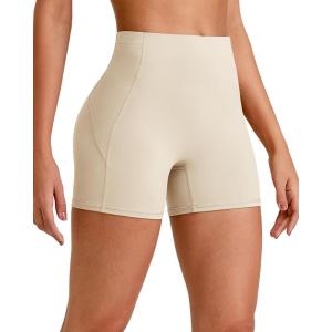 imageG4Free Barefeel Biker Shorts Women Tummy Control High Waisted No Front Seam Workout Gym Shorts with Pockets 4 6 8Light Khaki