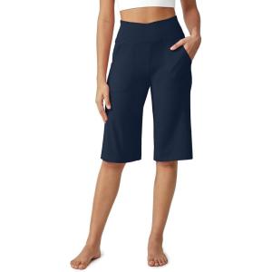 imageG4Free Capri Pants for Women 14 Knee Length Wide Leg Yoga Capris Dressy Casual Summer Crop Pants with PocketsDark Navy