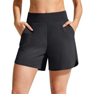 imageG4Free Chillwhisp Athletic Shorts for Women 4  High Waist Lightweight Casual Running Shorts Builtin Liner with PocketsBlack
