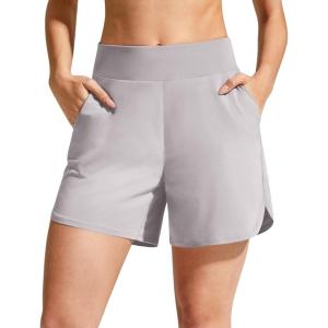 imageG4Free Chillwhisp Athletic Shorts for Women 4  High Waist Lightweight Casual Running Shorts Builtin Liner with PocketsChime Gray