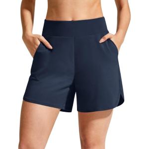 imageG4Free Chillwhisp Athletic Shorts for Women 4  High Waist Lightweight Casual Running Shorts Builtin Liner with PocketsDark Navy