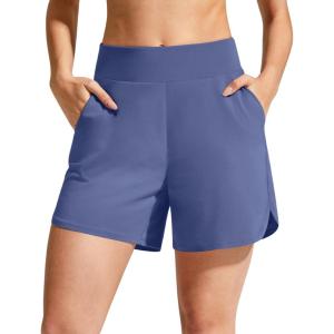 imageG4Free Chillwhisp Athletic Shorts for Women 4  High Waist Lightweight Casual Running Shorts Builtin Liner with PocketsDusky Purple