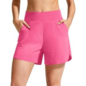 imageG4Free Chillwhisp Athletic Shorts for Women 4  High Waist Lightweight Casual Running Shorts Builtin Liner with PocketsRosy Pink