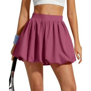 imageG4Free Chillwhisp Bubble Tennis Skirts for Women  14 Mini Athletic Ruffled Hem Casual Skorts Inner Shorts with 4 PocketsDark Burgundy