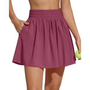 imageG4Free Chillwhisp High Waisted Tennis Skirts for Women  15 Flowy Golf Skort Athletic Inner Shorts with 4 PocketsDark Burgundy