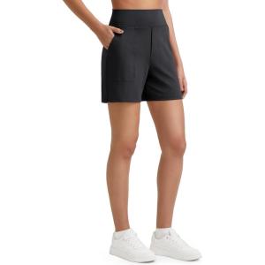 imageG4Free EverGoing Womens Athletic Shorts High Waisted 5 Running Yoga Summer Casual Shorts with PocketsBlack