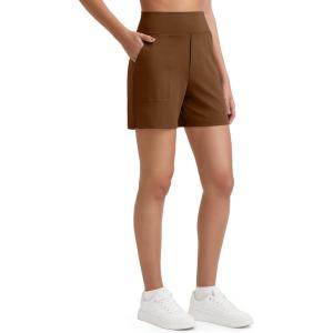 imageG4Free EverGoing Womens Athletic Shorts High Waisted 5 Running Yoga Summer Casual Shorts with PocketsDark Coffee