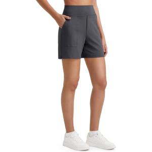 imageG4Free EverGoing Womens Athletic Shorts High Waisted 5 Running Yoga Summer Casual Shorts with PocketsDark Grey