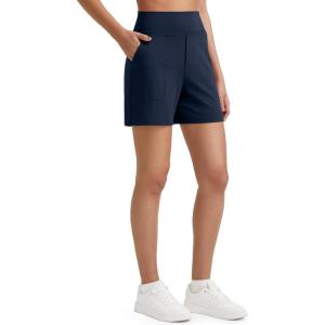 imageG4Free EverGoing Womens Athletic Shorts High Waisted 5 Running Yoga Summer Casual Shorts with PocketsDark Navy
