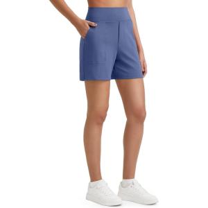 imageG4Free EverGoing Womens Athletic Shorts High Waisted 5 Running Yoga Summer Casual Shorts with PocketsDemin Blue