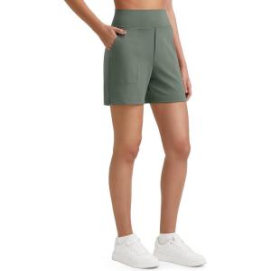 imageG4Free EverGoing Womens Athletic Shorts High Waisted 5 Running Yoga Summer Casual Shorts with PocketsGrey Sage