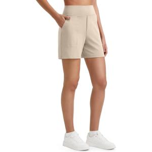 imageG4Free EverGoing Womens Athletic Shorts High Waisted 5 Running Yoga Summer Casual Shorts with PocketsLight Khaki