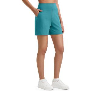 imageG4Free EverGoing Womens Athletic Shorts High Waisted 5 Running Yoga Summer Casual Shorts with PocketsTurquoise