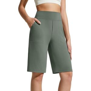 imageG4Free EverGoing Womens Bermuda Shorts with Pockets 10  Knee Length Athletic Casual Long ShortsGray Sage