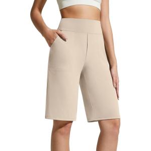 imageG4Free EverGoing Womens Bermuda Shorts with Pockets 10  Knee Length Athletic Casual Long ShortsLight Khaki