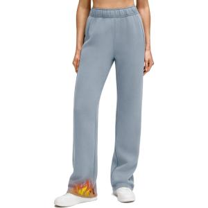 imageG4Free Flurrylux Womens Fleece Lined Straight Leg Sweatpants Cotton Warm Lounge Pants with PocketsCool Gray