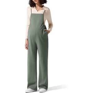 imageG4Free Maternity Jumpsuits Adjustable Strap Overalls Pregnancy Wide Leg Rompers with PocketsGray Sage