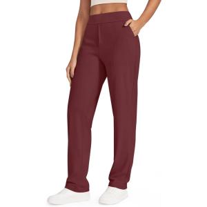 imageG4Free ShiftReady Yoga Pants Women High Waist Dress Work Pants with Pockets Straight Leg Business Casual Trousers 283032Dark Burgundy