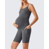 imageG4Free BareFeel Built in Bra Maternity Romper Cut Out Back Pregnancy Jumpsuit with Pockets Workout CasualDark Gray