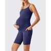 imageG4Free BareFeel Built in Bra Maternity Romper Cut Out Back Pregnancy Jumpsuit with Pockets Workout CasualRoyal Blue