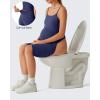 imageG4Free BareFeel Built in Bra Maternity Romper Cut Out Back Pregnancy Jumpsuit with Pockets Workout CasualRoyal Blue